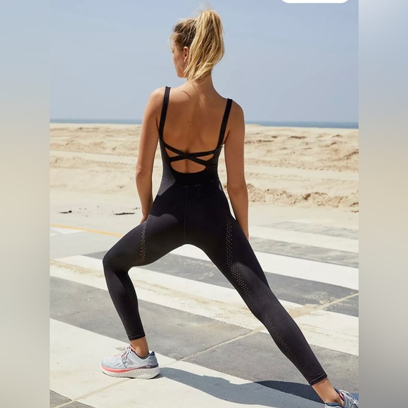 NWOT Free People Good Karma Onesie in Washed Black - Picture 2 of 13